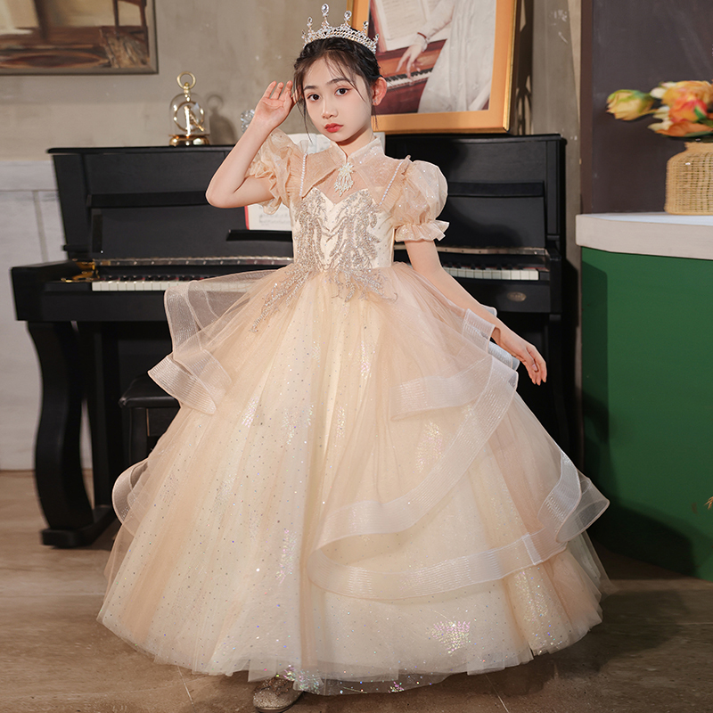 儿童晚礼服十岁女孩生日宴高级感公主裙女童主持人钢琴演出服夏季