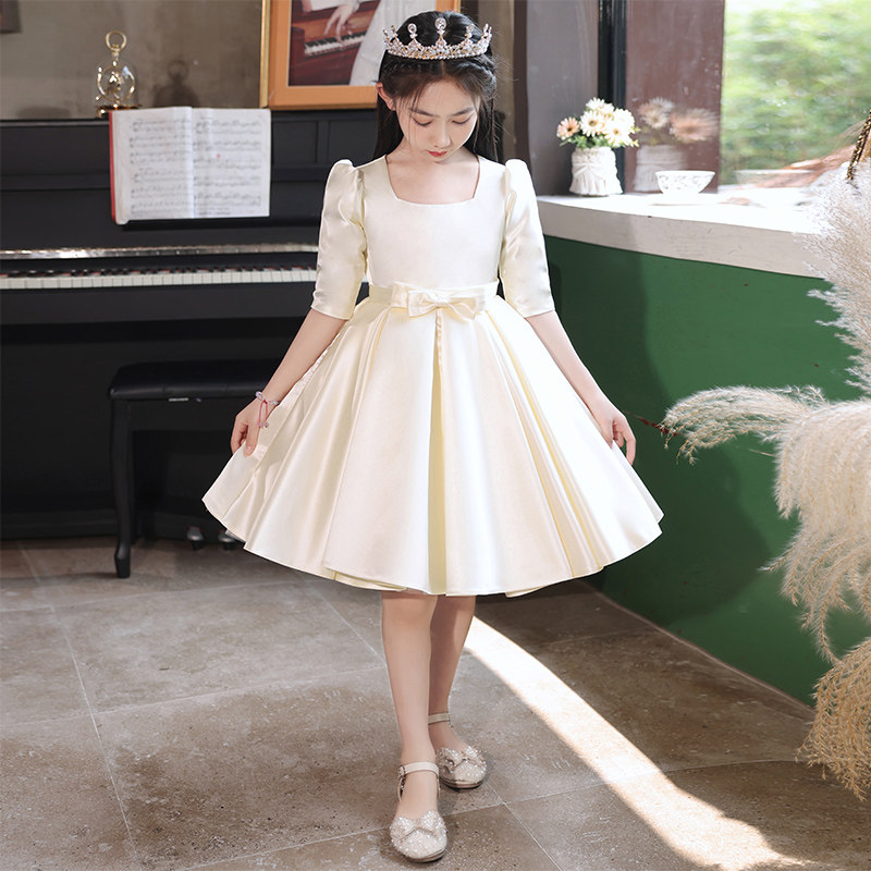 女童礼服高端儿童花童公主裙小女孩主持人钢琴演出服缎面轻奢小众,淘宝优惠券,粉丝福利购,淘宝优惠卷