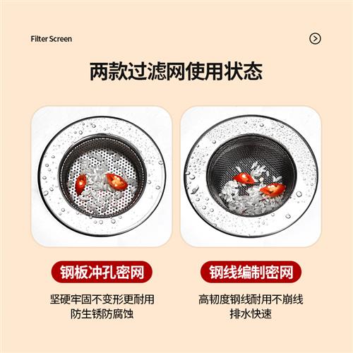 厨房水槽通用款不锈钢过滤网菜盆下水道垃圾过滤网 - 图0