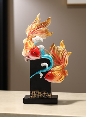 树脂新中式年年有余如鱼装饰摆件