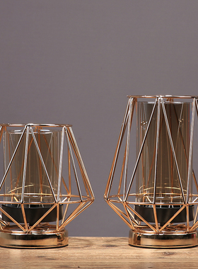 美式轻奢金属蜡烛台摆件新中式家居餐桌样板房装饰品烛光晚餐烛台