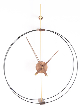 现代极简约轻奢静音挂钟创意黑胡桃木钟表美式西班牙时钟客厅墙钟