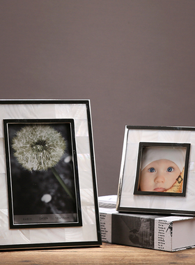 欧式创意贝壳银边相框3寸6寸7寸家居装饰品电视柜床头柜摆台相架