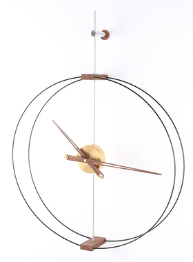 现代极简约轻奢静音挂钟创意黑胡桃木钟表美式西班牙时钟客厅墙钟