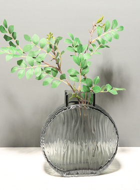 现代创意轻奢水波纹玻璃花瓶摆件可水培插花花器客厅餐桌装饰摆设