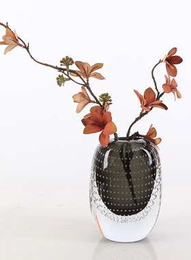 创意轻奢特厚玻璃花瓶透明摆件客厅装饰品茶几餐桌样板间插花花器