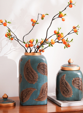 美式乡村储物罐桌面摆件书房客厅树脂装饰品工艺品器皿陈列品摆设