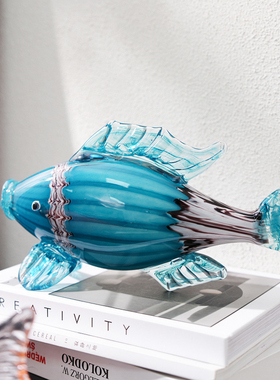 琉璃现代轻奢客厅热带鱼招财摆件