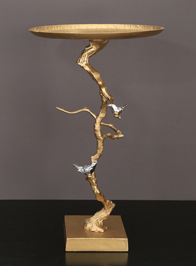 现代轻奢金色边几创意角几茶几摆件托盘水果盘样板间装饰中式摆设