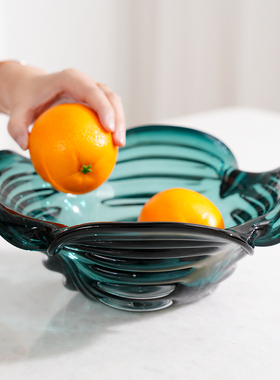 加厚琉璃四叶草果盘干果收纳摆件