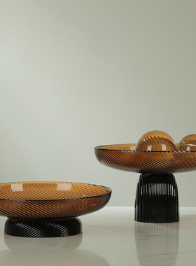 玻璃水果盘拼色高级感干果沙拉盘