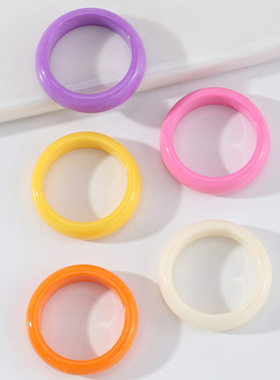 Fashion Resin Ring Girl Fresh pop Ring set女孩彩色戒指套装