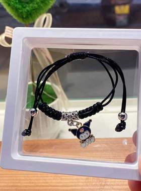 黑色四叶草手工编织手链手串送男友手绳学生韩版幸运饰品义乌