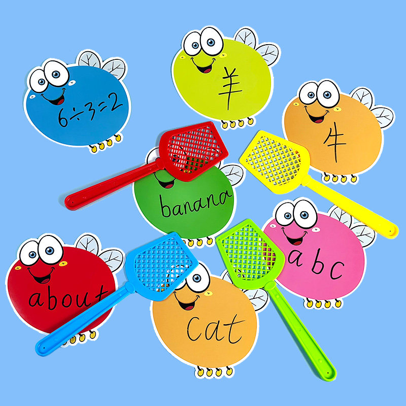 创意可擦写拍苍蝇游戏教具卡片幼儿园生活区道具小学英语文数学教师课堂教学小组竞比赛亲子互动儿童早教玩具,淘宝优惠券,粉丝福利购,淘宝优惠卷