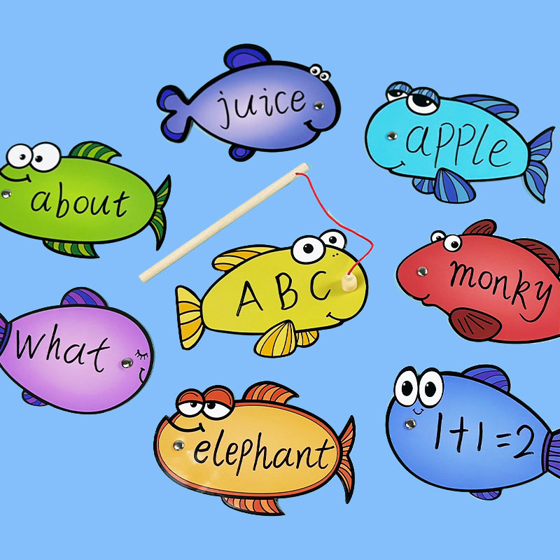 可擦写磁吸钓鱼教具玩具儿童幼儿园亲子活动游戏小学英语文数学教师课堂教学小组竞争比赛磁性力鱼竿益智教具,淘宝优惠券,粉丝福利购,淘宝优惠卷