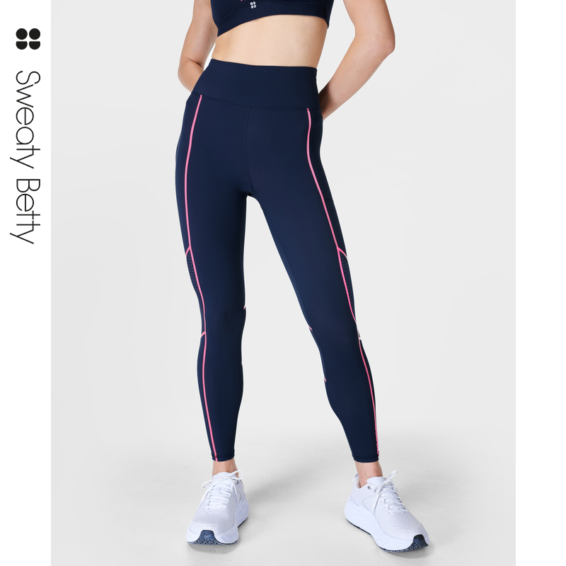 SweatyBetty Zero Gravity海军蓝轻质透气跑步运动九分裤SB905378-图0