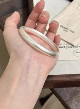 古法传承泥鳅背手镯哑光实心闭口镯子镀纯银色小众设计高级感送礼