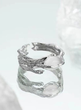 ins冷淡风小众设计猫眼石戒指不