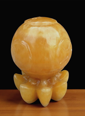 天然玉石雕刻米黄玉天地财宝摆件
