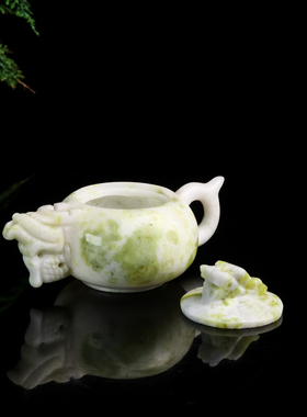 锦玉秀美玉祝福现代客厅玉雕茶壶