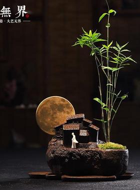 创意花瓶花插家居装饰品摆件办公室茶桌面陶瓷插花器中秋送礼品