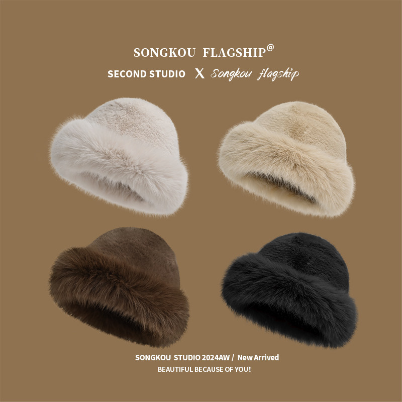 虞书欣同款毛绒蒙古帽子女款2025新款秋冬款保暖防风渔夫帽盆帽,淘宝优惠券,粉丝福利购,淘宝优惠卷