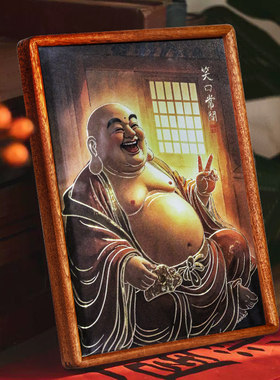 铜艺世家笑口常开弥勒佛铜雕画