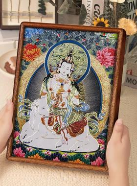 铜艺世家普贤菩萨铜雕画摆台