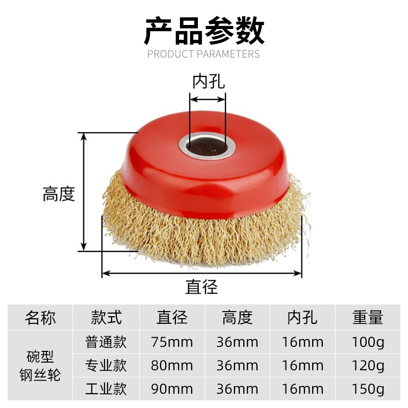 钢丝刷角磨机钢丝轮碗型钢刷刷子不锈钢打磨除锈抛光轮磨光机去污 - 图2