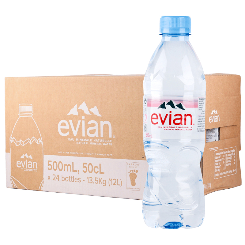 法国进口Evian依云天然矿泉水500ml*24瓶整箱高端小瓶饮用弱碱水-图3