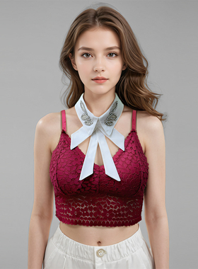 后扣钉珠假领子女百搭衬衫领假领