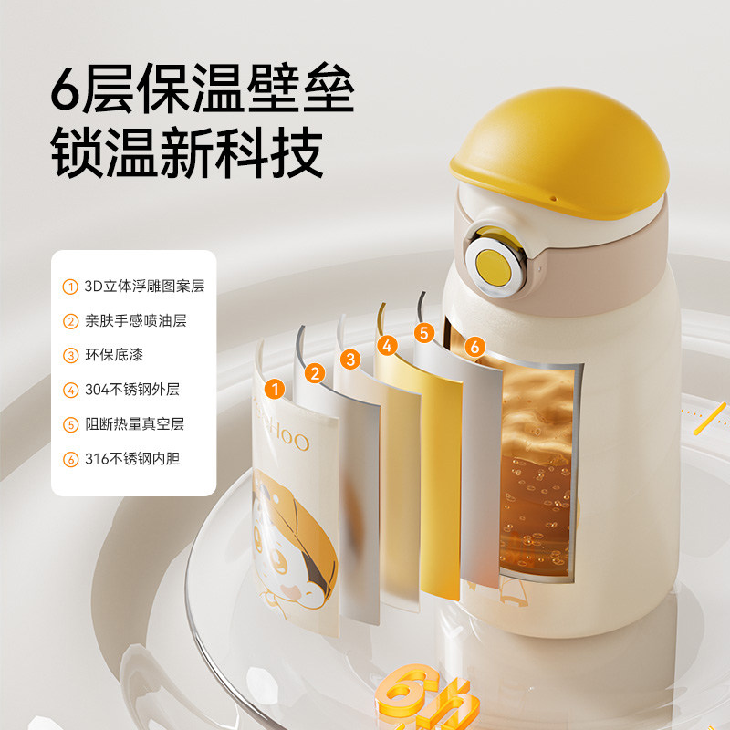 英氏儿童保温杯水杯婴幼儿宝宝上学饮吸管杯316幼儿园专用背带壶,淘宝优惠券,粉丝福利购,淘宝优惠卷