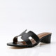 New genuine leather thick medium high heel h slippers for women in summer fashion