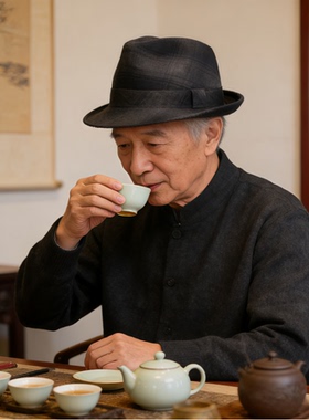 中老年高档羊毛礼帽男士中老年帽