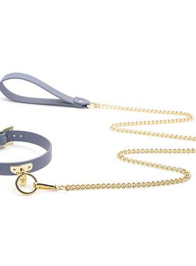 【XXSM】真皮个性颈环项炼T型圆环choker黑色项圈狗狗puppy牵引绳