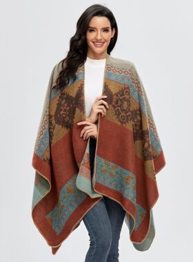 women's cloak shawl retro split warm scarf drape