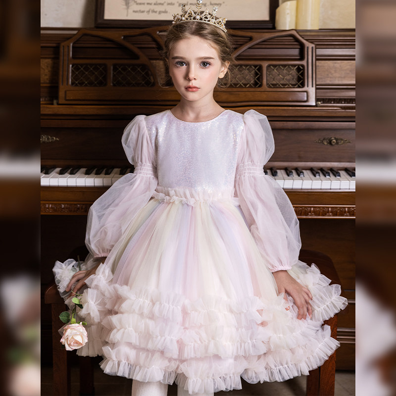 女童春秋公主裙儿童蓬蓬纱裙女孩花童礼服富家千生日裙子演出白色,淘宝优惠券,粉丝福利购,淘宝优惠卷
