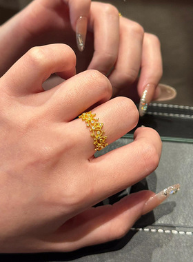 黄金色点钻蕾丝南瓜马车戒指