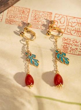 古风背云长流苏璎珞项链蝴蝶软璎珞耳环套装汉服配饰国风首饰21.9