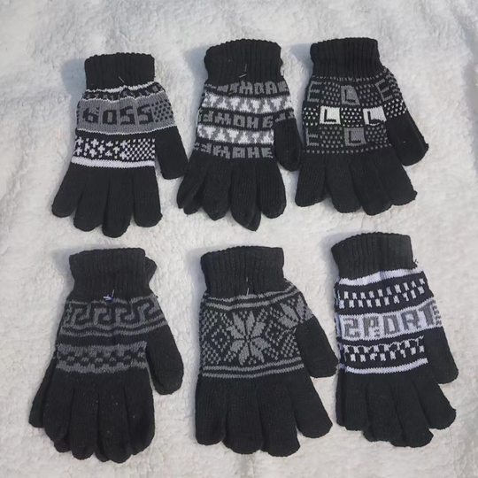 【1双】冬季针织提花保暖手套