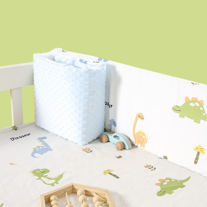 纯棉婴儿床床围栏软包豆豆绒儿童拼接床防撞床围挡布四季可拆洗 - 图1