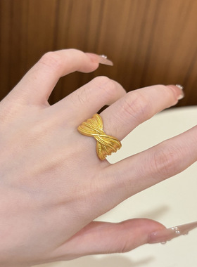 古法波斯王子头巾戒指女轻奢设计高级感精致金色开口指环婚礼刻字