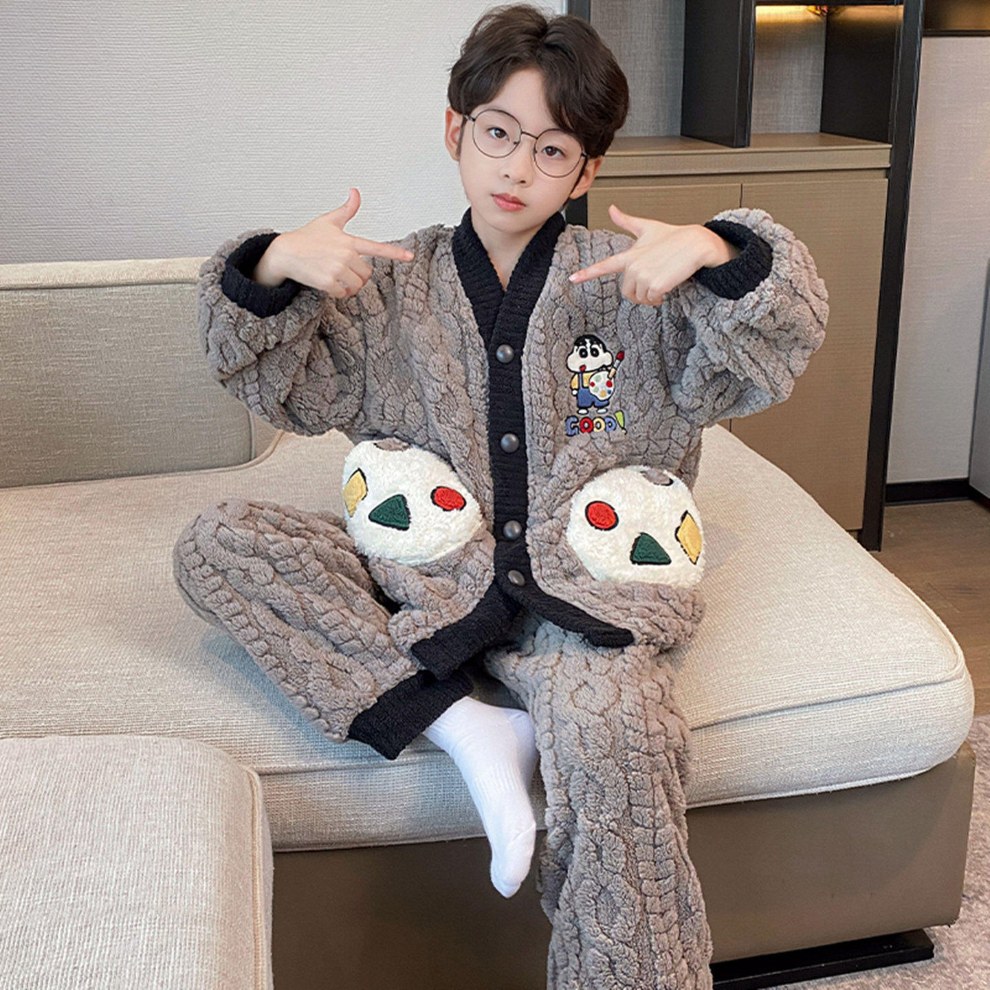 儿童珊瑚绒睡衣男童秋冬季2025新款加厚保暖小学生中大童男孩套装,淘宝优惠券,粉丝福利购,淘宝优惠卷