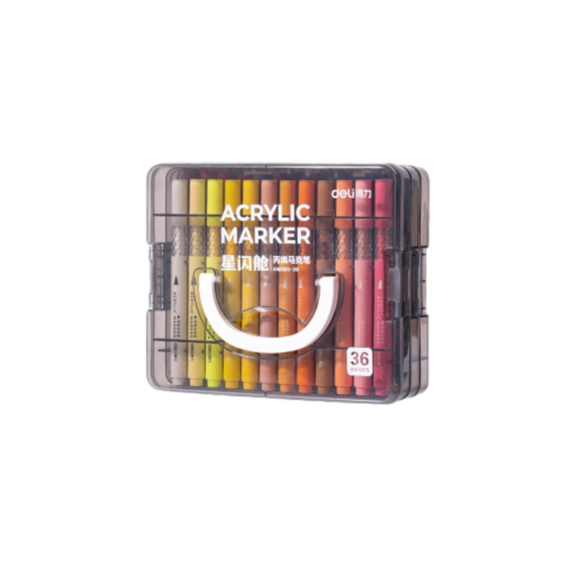 得力星闪舱丙烯马克笔软头小学生专用亚克力层叠盒不易透纸强力可叠色DIY美术画画水彩笔高颜值不脏手防水,淘宝优惠券,粉丝福利购,淘宝优惠卷
