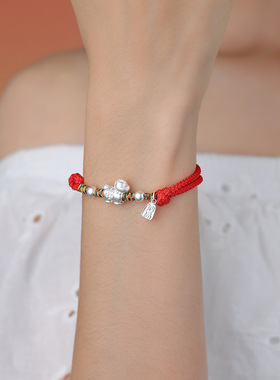 S999足银生肖马本命年情侣手链