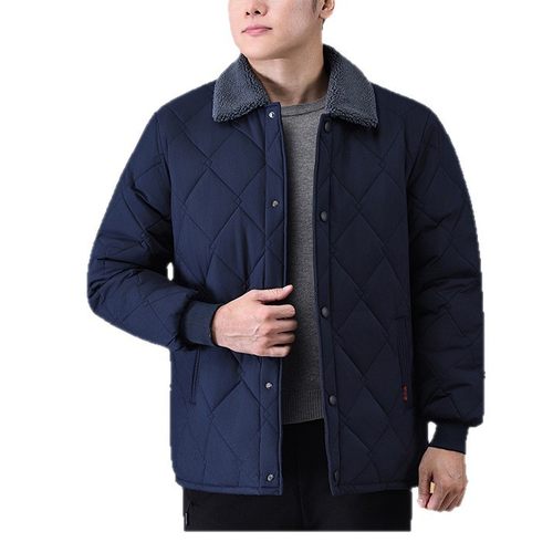 2025新款爸爸装翻领棉服外套棉衣中老年男加绒老人棉袄秋冬季上衣 - 图3