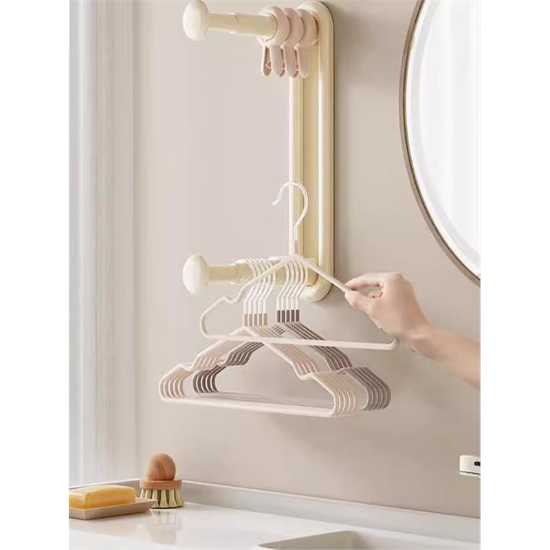 衣架收纳神器阳台放挂衣架墙上壁挂挂杆整理架晾衣架置物架伸缩 - 图1