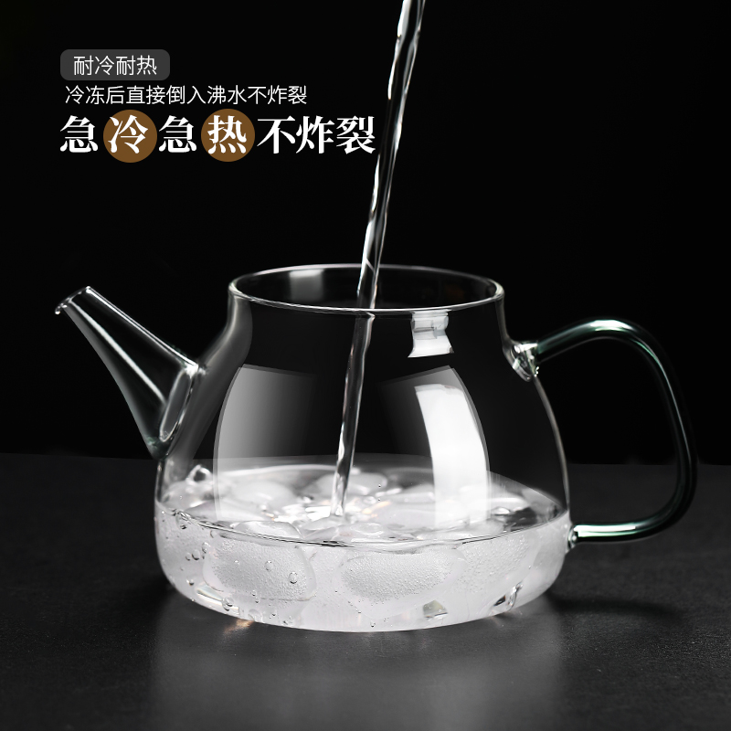 玻璃茶壶烧水沏茶壶家用花茶泡茶壶红耐高温加厚茶水分离茶具套装-图2