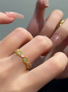 小红书同款小桃星彩色滴胶开口戒指女小众时尚轻奢优雅高级感手饰
