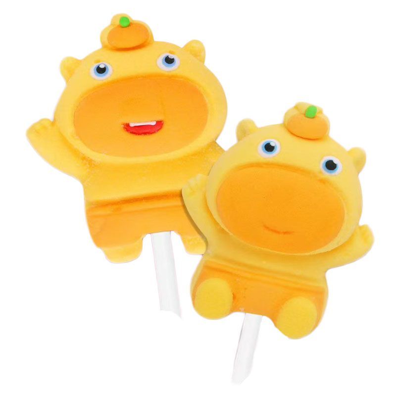 水豚噜噜卡通造型软糖棉花创意网红可爱动漫棒棒糖糖果大包40g - 图0